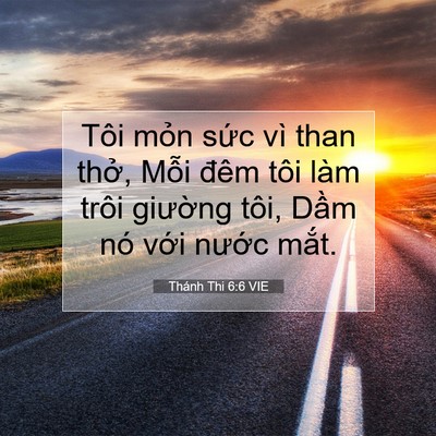 Picture 07 - Thánh Thi 6:6 VIE - Tôi mỏn sức vì than thở, Mỗi đêm tôi - Bible Verse Picture