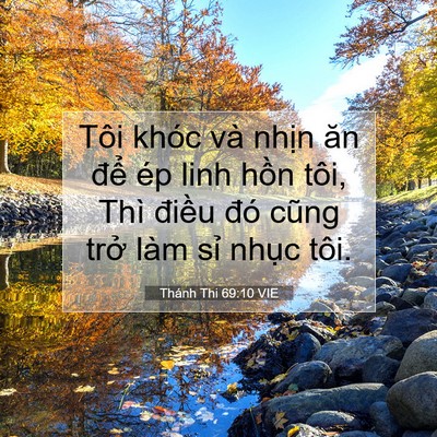 Picture 07 - Thánh Thi 69:10 VIE - Tôi khóc và nhịn ăn để ép linh hồn - Bible Verse Picture