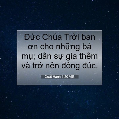 Picture 07 - Xuất Hành 1:20 VIE - Đức Chúa Trời ban ơn cho những bà mụ; - Bible Verse Picture