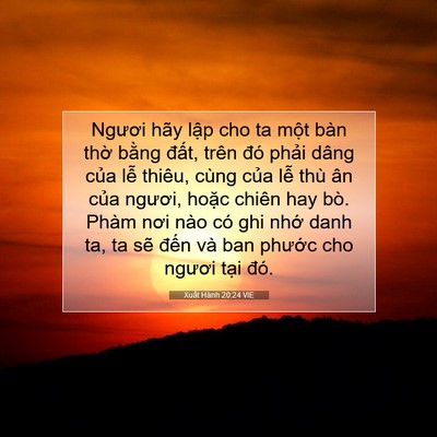 Picture 07 - Xuất Hành 20:24 VIE - Ngươi hãy lập cho ta một bàn thờ bằng - Bible Verse Picture