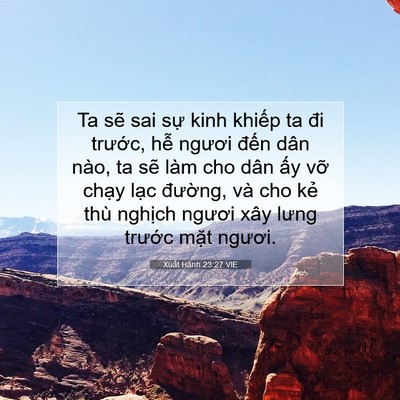 Picture 07 - Xuất Hành 23:27 VIE - Ta sẽ sai sự kinh khiếp ta đi trước, - Bible Verse Picture