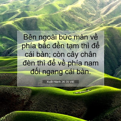 Picture 07 - Xuất Hành 26:35 VIE - Bên ngoài bức màn về phía bắc đền - Bible Verse Picture