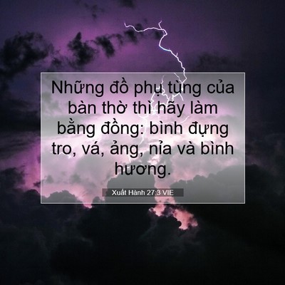 Picture 07 - Xuất Hành 27:3 VIE - Những đồ phụ tùng của bàn thờ thì - Bible Verse Picture