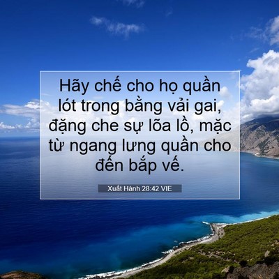 Picture 07 - Xuất Hành 28:42 VIE - Hãy chế cho họ quần lót trong bằng - Bible Verse Picture