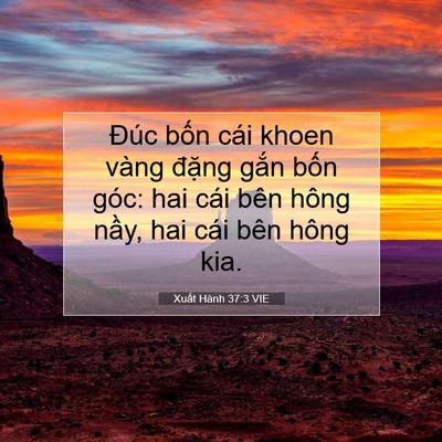 Picture 07 - Xuất Hành 37:3 VIE - Đúc bốn cái khoen vàng đặng gắn bốn - Bible Verse Picture