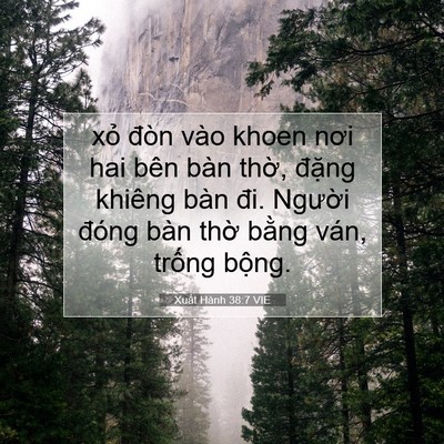 Picture 07 - Xuất Hành 38:7 VIE - xỏ đòn vào khoen nơi hai bên bàn thờ, - Bible Verse Picture