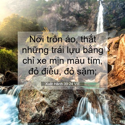 Picture 07 - Xuất Hành 39:24 VIE - Nơi trôn áo, thắt những trái lựu bằng - Bible Verse Picture