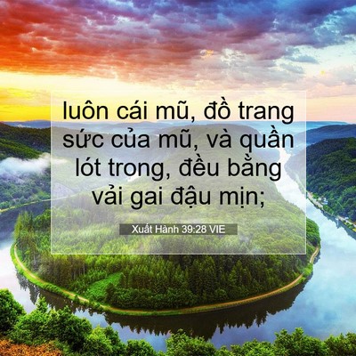 Picture 07 - Xuất Hành 39:28 VIE - luôn cái mũ, đồ trang sức của mũ, và - Bible Verse Picture