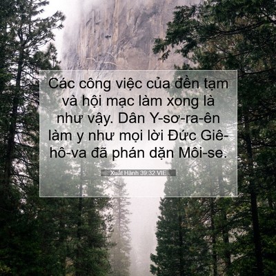 Picture 07 - Xuất Hành 39:32 VIE - Các công việc của đền tạm và hội - Bible Verse Picture