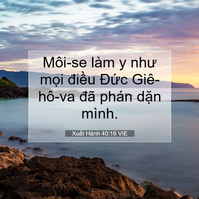 Picture 07 - Xuất Hành 40:16 VIE - Môi-se làm y như mọi điều Đức - Bible Verse Picture
