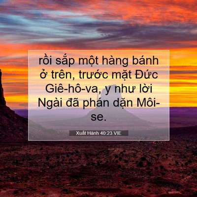 Picture 07 - Xuất Hành 40:23 VIE - rồi sắp một hàng bánh ở trên, trước - Bible Verse Picture