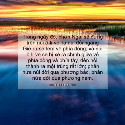 Picture 07 - Xê-ca-ri-a 14:4 VIE - Trong ngày đó, chơn Ngài sẽ đứng trên - Bible Verse Picture