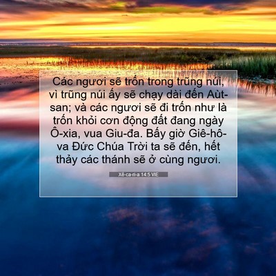 Picture 07 - Xê-ca-ri-a 14:5 VIE - Các ngươi sẽ trốn trong trũng núi, vì - Bible Verse Picture