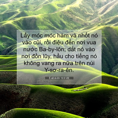 Picture 07 - Ê-xê-ki-ên 19:9 VIE - Lấy móc móc hàm và nhốt nó vào cũi, - Bible Verse Picture