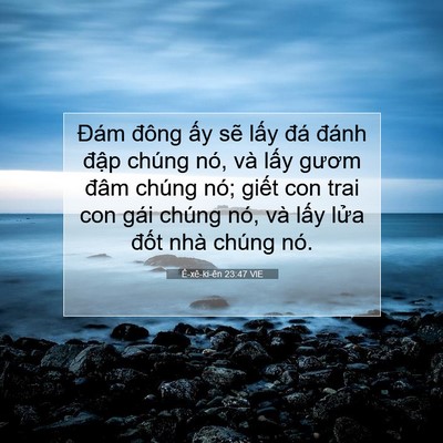 Picture 07 - Ê-xê-ki-ên 23:47 VIE - Đám đông ấy sẽ lấy đá đánh đập - Bible Verse Picture