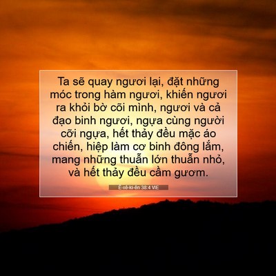 Picture 07 - Ê-xê-ki-ên 38:4 VIE - Ta sẽ quay ngươi lại, đặt những móc - Bible Verse Picture