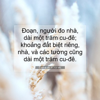 Picture 07 - Ê-xê-ki-ên 41:13 VIE - Đoạn, người đo nhà, dài một trăm - Bible Verse Picture