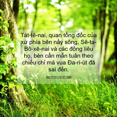 Picture 07 - Ê-xơ-ra 6:13 VIE - Tát-tê-nai, quan tổng đốc của xứ phía - Bible Verse Picture