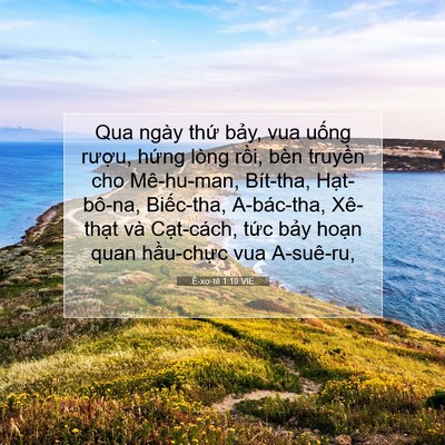 Picture 07 - Ê-xơ-tê 1:10 VIE - Qua ngày thứ bảy, vua uống rượu, hứng - Bible Verse Picture