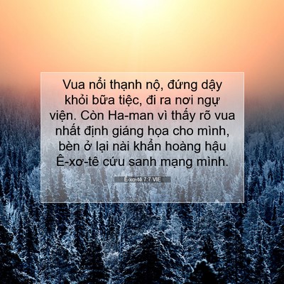 Picture 07 - Ê-xơ-tê 7:7 VIE - Vua nổi thạnh nộ, đứng dậy khỏi - Bible Verse Picture