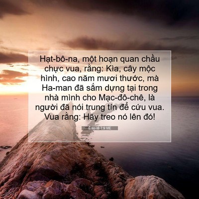 Picture 07 - Ê-xơ-tê 7:9 VIE - Hạt-bô-na, một hoạn quan chầu chực - Bible Verse Picture