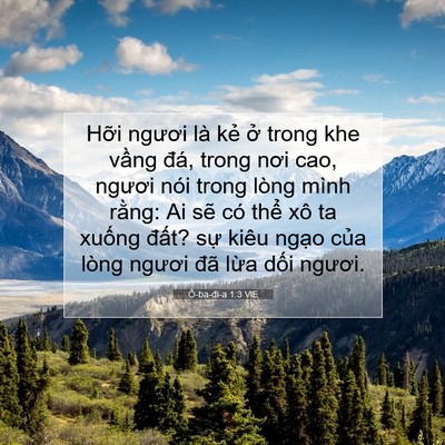 Picture 07 - Ô-ba-đi-a 1:3 VIE - Hỡi ngươi là kẻ ở trong khe vầng đá, - Bible Verse Picture