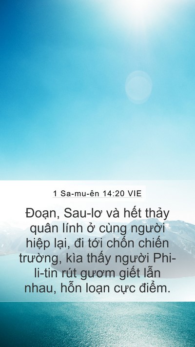 1 Sa-mu-ên 14:20 VIE Mobile Phone Wallpaper - Đoạn, Sau-lơ và hết thảy quân lính ở - Mobile Bible Verse Wallpaper