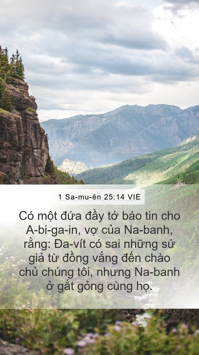 1 Sa-mu-ên 25:14 VIE Mobile Phone Wallpaper - Có một đứa đầy tớ báo tin cho - Mobile Bible Verse Wallpaper