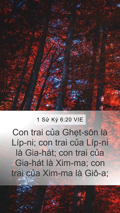 1 Sử Ký 6:20 VIE Bible Verse Image