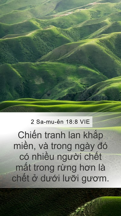 2 Sa-mu-ên 18:8 VIE Mobile Phone Wallpaper - Chiến tranh lan khắp miền, và trong ngày - Mobile Bible Verse Wallpaper