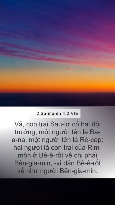2 Sa-mu-ên 4:2 VIE Mobile Phone Wallpaper - Vả, con trai Sau-lơ có hai đội trưởng, - Mobile Bible Verse Wallpaper