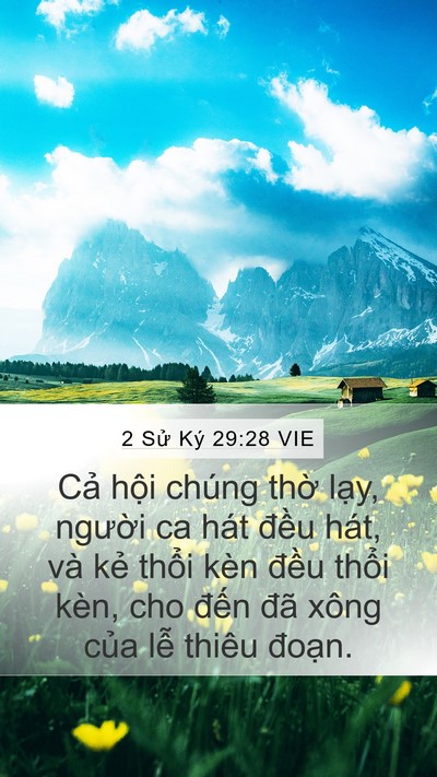 2 Sử Ký 29:28 VIE Mobile Phone Wallpaper - Cả hội chúng thờ lạy, người ca hát - Mobile Bible Verse Wallpaper