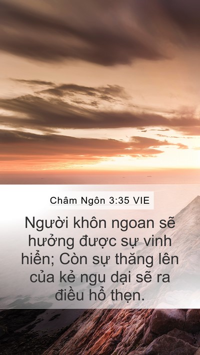 Châm Ngôn 3:35 VIE Mobile Phone Wallpaper - Người khôn ngoan sẽ hưởng được sự - Mobile Bible Verse Wallpaper