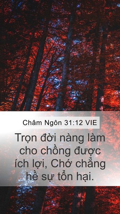Châm Ngôn 31:12 VIE Mobile Phone Wallpaper - Trọn đời nàng làm cho chồng được - Mobile Bible Verse Wallpaper