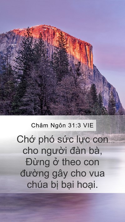Châm Ngôn 31:3 VIE Mobile Phone Wallpaper - Chớ phó sức lực con cho người đàn - Mobile Bible Verse Wallpaper