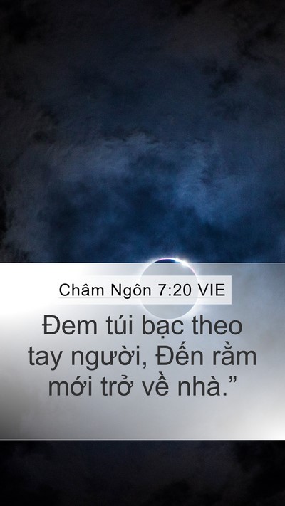 Châm Ngôn 7:20 VIE Mobile Phone Wallpaper - Đem túi bạc theo tay người, Đến rằm - Mobile Bible Verse Wallpaper