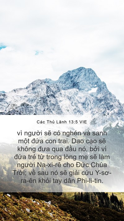 Các Thủ Lãnh 13:5 VIE Mobile Phone Wallpaper - vì người sẽ có nghén và sanh một - Mobile Bible Verse Wallpaper