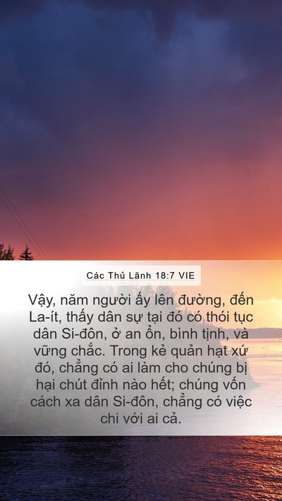 Các Thủ Lãnh 18:7 VIE Bible Verse Image