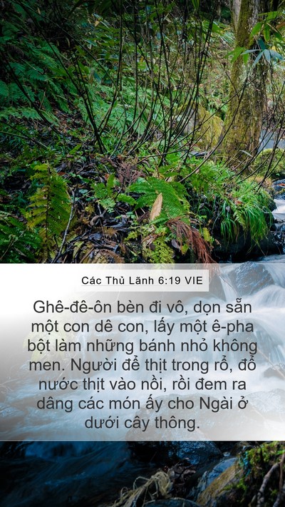 Các Thủ Lãnh 6:19 VIE Mobile Phone Wallpaper - Ghê-đê-ôn bèn đi vô, dọn sẵn một con - Mobile Bible Verse Wallpaper