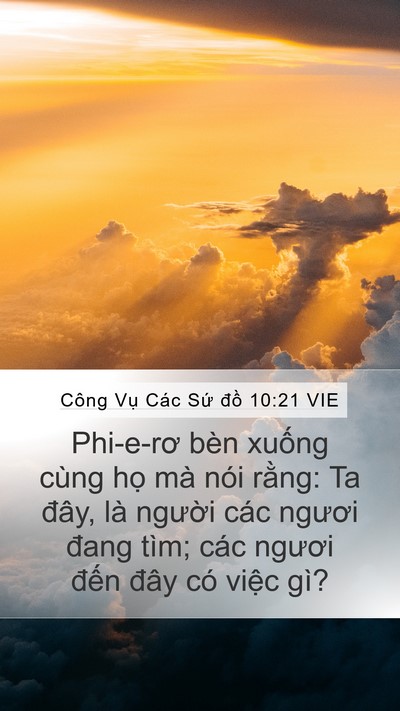 Công Vụ Các Sứ đồ 10:21 VIE Mobile Phone Wallpaper - Phi-e-rơ bèn xuống cùng họ mà nói - Mobile Bible Verse Wallpaper