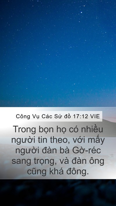 Công Vụ Các Sứ đồ 17:12 VIE Bible Verse Image