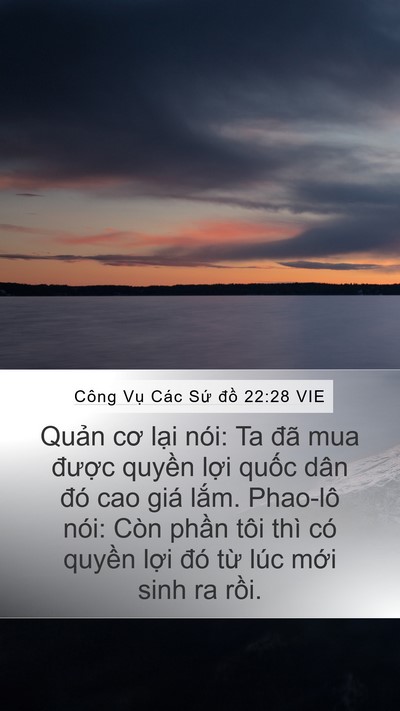 Công Vụ Các Sứ đồ 22:28 VIE Mobile Phone Wallpaper - Quản cơ lại nói: Ta đã mua được - Mobile Bible Verse Wallpaper