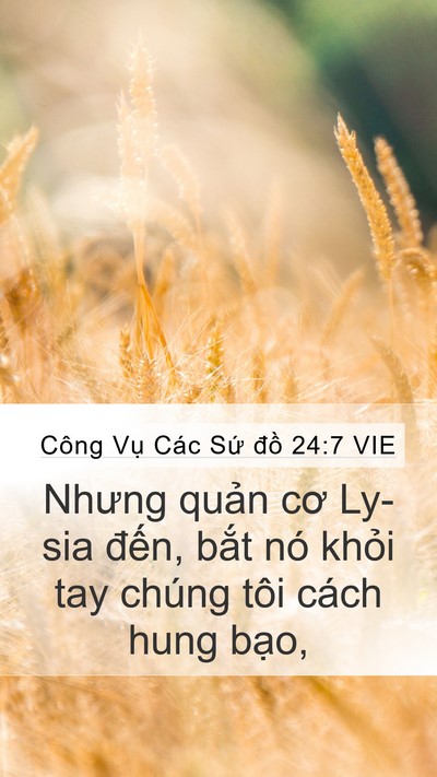 Công Vụ Các Sứ đồ 24:7 VIE Mobile Phone Wallpaper - Nhưng quản cơ Ly-sia đến, bắt nó khỏi - Mobile Bible Verse Wallpaper