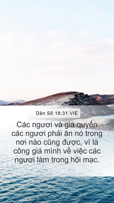 Dân Số 18:31 VIE Mobile Phone Wallpaper - Các ngươi và gia quyến các ngươi phải - Mobile Bible Verse Wallpaper