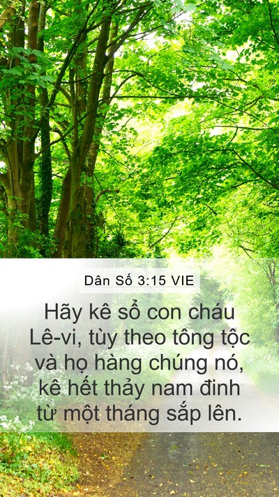 Dân Số 3:15 VIE Mobile Phone Wallpaper - Hãy kê sổ con cháu Lê-vi, tùy theo tông - Mobile Bible Verse Wallpaper