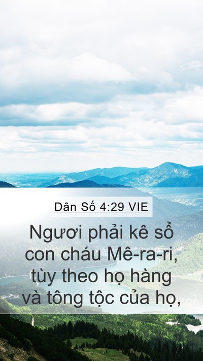 Dân Số 4:29 VIE Mobile Phone Wallpaper - Ngươi phải kê sổ con cháu Mê-ra-ri, tùy - Mobile Bible Verse Wallpaper