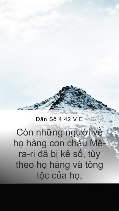 Dân Số 4:42 VIE Mobile Phone Wallpaper - Còn những người về họ hàng con cháu - Mobile Bible Verse Wallpaper