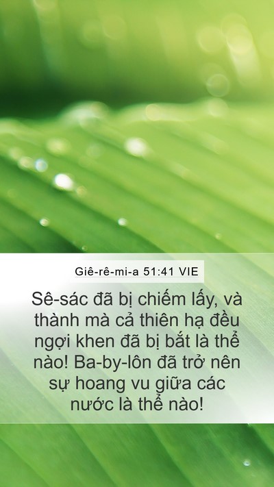 Giê-rê-mi-a 51:41 VIE Mobile Phone Wallpaper - Sê-sác đã bị chiếm lấy, và thành mà - Mobile Bible Verse Wallpaper