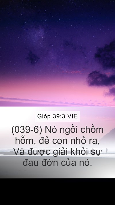 Gióp 39:3 VIE Mobile Phone Wallpaper - (039-6) Nó ngồi chồm hỗm, đẻ con nhỏ - Mobile Bible Verse Wallpaper