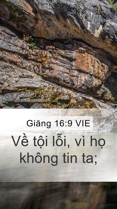 Giăng 16:9 VIE Mobile Phone Wallpaper - Về tội lỗi, vì họ không tin - Mobile Bible Verse Wallpaper
